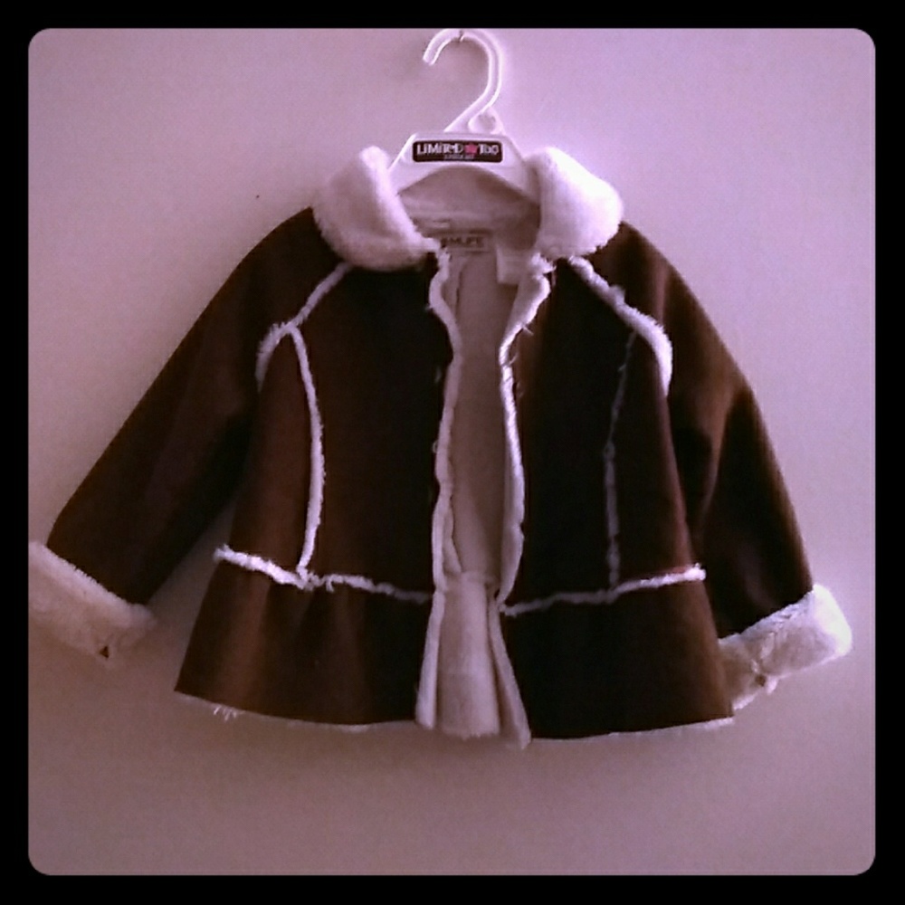 Girls Brown Suede & Fur Jacket
